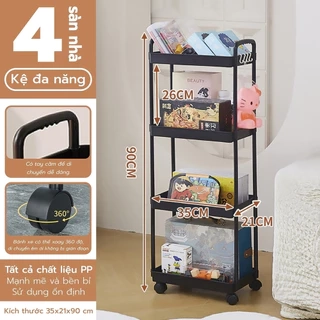 BG - Kệ 4 TẦNG KỆ Tiện Lợi 3521,Xe Đẩy Spa YTC Để Đồ Đa Năng, bánh xe không có khóa