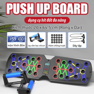 BG-Dụng Cụ Tập Hít Đất Chống Đẩy Có Vạch Kẻ Màu Theo Nhóm Cơ, Đồng Hồ Bấm Giờ Đếm Nhịp Tự Động