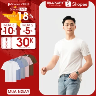 Áo Phông Nam 8APKB403 Biluxury Thời Trang Nam, Áo Thun Trơn Cotton Co Giãn 4 Chiều
