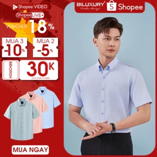 Áo Sơ Mi Cộc Tay 8SMCB400 Biluxury Form Casual Thoải Mái Kháng Khuẩn Bền Màu