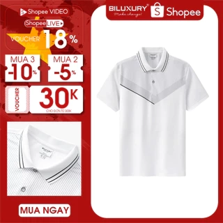 Áo Polo Trắng 9APCT576TRK Biluxury Hoạ Tiết Kháng Khuẩn Chống Nhăn Bền Màu