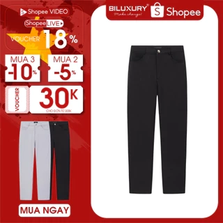 Quần Kaki Dài Đen 9QKKT501 Biluxury Thiết Kế Basic Bền Màu Co Giãn