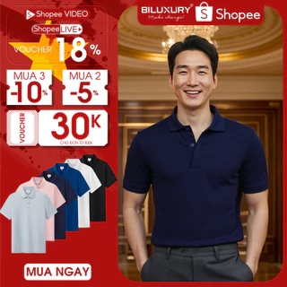 Áo Polo BILUXURY 9APCB542 Chất Sợi DTY Cao Cấp, Co Giãn Mềm Mại Chống Xù, Chống Tia Cực Tím