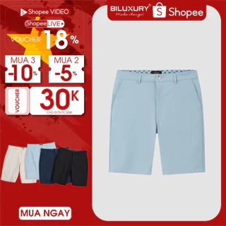 Quần Short Kaki Nam 9QNKT503 Biluxury Co Giãn Đàn Hồi, Quần Kaki Ngố Giữ Form