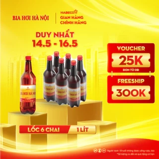 HỎA TỐC HÀ NỘI - Lốc 6 chai Bia Hơi Hà Nội - HABECO (1 lít/ chai)