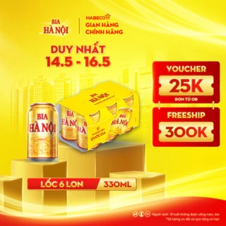 HỎA TỐC HÀ NỘI - Lốc 6 lon Bia Hà Nội - HABECO (330ml/ lon)