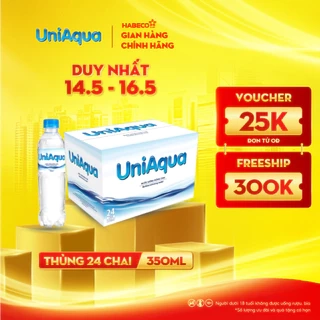 Thùng 24 chai nước uống đóng chai UniAqua - HABECO (350ml/chai)