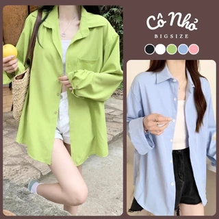 Áo Sơ Mi Bigsize Nữ Tay Dài Có Túi Basic Thời Trang Công Sở Form Rộng Ulzzang Hàn Quốc SM20