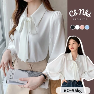 Áo Sơ Mi Bigsize Nữ Tay Dài Somi Công Sở Phối Dây Buộc Nơ Vải Lụa Chéo Mềm Mát SM16