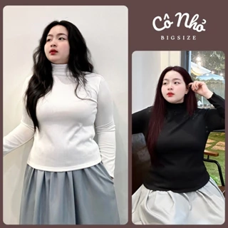 Áo Thun Bigsize Nữ Tay Dài Cổ Lọ Dáng Vừa Chất Nỉ Gân Co Giãn Dày Dặn Mua Thu Đông G216
