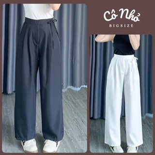 Quần suông bigsize nữ dáng rộng có dây cột nơ thời trang công sở thoải mái chất cotton lạnh thanh lịch - QD