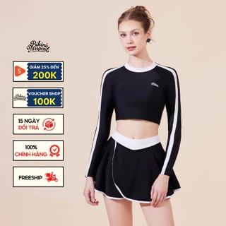 Bộ đồ bơi NỮ BIKINI PASSPORT kiểu Một mảnh quần short, áo tay dài - Đen - BS260_BL