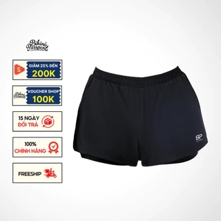 Quần bơi Nữ BIKINI PASSPORT dáng lửng có logo - màu Đen - BS1014_BL