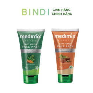 Combo Mặt nạ Medimix Anti Pimple Cleanser - Sữa rửa mặt Medimix Ngừa Mụn 150ml/tuýp