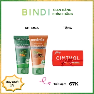 Combo Mặt nạ ngừa mụn Medimix - Sữa rửa mặt Medimix Anti Pimple 150ml tặng Xà phòng Godrej Cinthol Deo100g