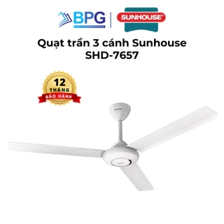 Quạt trần Sunhouse 3 cánh SHD-7657 SHD-7658, công suất 75W, sải cánh 1,4 mét, 5 cấp độ gió, vận hành êm ái