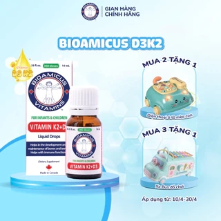 BioAmicus Vitamin D3K2 giúp trẻ phát triển chiều cao - Vitamin D3K2 MK-7 Cho Trẻ Lọ 10mL