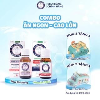 Bộ Đôi Cho Bé Ăn Ngon Cao Lớn - Men Vi Sinh 10 Chủng BioAmicus & BioAmicus Vitamin D3K2-MK7