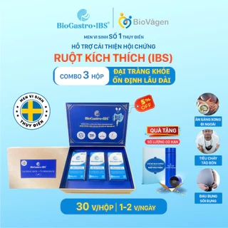 1 Liệu trình gồm 3 hộp men vi sinh BioGastro•IBS Thụy Điển dùng cho Đại Tràng co thắt/Táo bón/Tiêu chảy hộp 30 viên nang