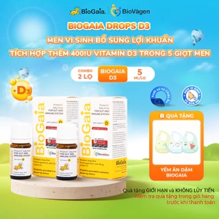 Combo 2 Men vi sinh BioGaia ProTectis Drops Vitamin D3 cải thiện hệ tiêu hóa xuất xứ Thụy Điển dung tích 5 ml