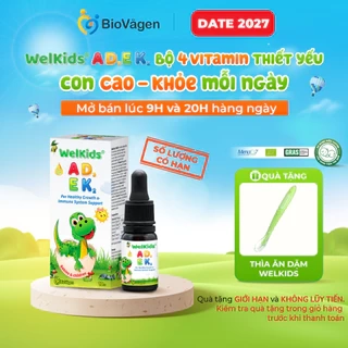 Welkids ADEK bổ sung D3K2 kết hợp Vitamin A, E hỗ trợ nâng cao đề kháng, phát triển chiều cao