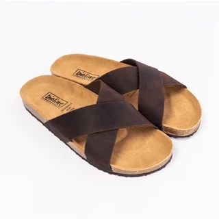 Dép Birken Đế Trấu BIOLINE Official Thiết Kế Unisex Quai Chéo Xỏ Ngón Da Bò - D06