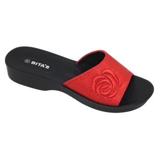 Dép quai ngang nữ Bita's DAN.121 (Đỏ đô + Đen + Kem)