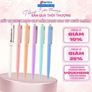 Bút bi Bitex mực ULV màu xanh B04 tip ngòi 0.5mm ( thân màu ngẫu nhiên)