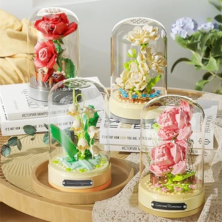 Combo đồ chơi lắp ráp bông hoa kèm hộp nhạc chuyển động
