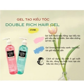 Gel Tạo Kiểu Double Rich Strong Giữ Nếp Hair Gel 250ml - Gel Vuốt Giữ Nếp Tóc