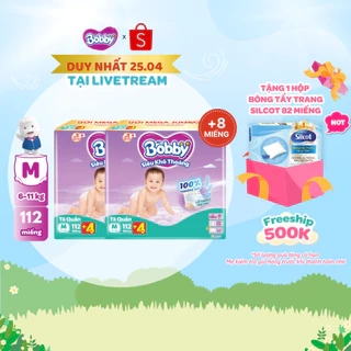 [KOL] [TẶNG MIẾNG NGẪU NHIÊN] Combo 02 tã quần Bobby Siêu Khô Thoáng - 100% Thoáng Khí Mega Jumbo M112/L96/XL84/XXL76