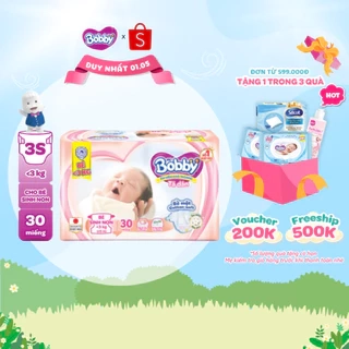 Tã dán Bobby cho trẻ thiếu tháng <3KG 30 miếng/gói