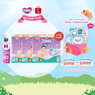 Combo 3 tã quần Bobby Siêu Khô Thoáng - 100% Thoáng Khí Mega Jumbo M112/L96/XL84/XXL76