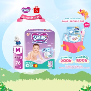 Tã quần Bobby Siêu Khô Thoáng - 100% Thoáng Khí Mega Jumbo  M112/L96/XL84/XXL76