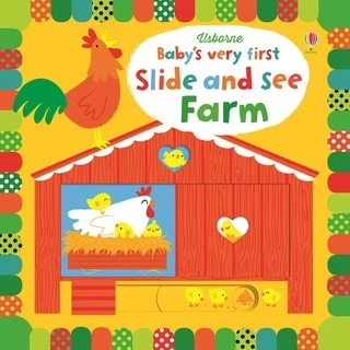 Sách chuyển động thông minh nông trại Baby's Very First Slide and See Farm Usborne cho bé 1 tuổi trở lên