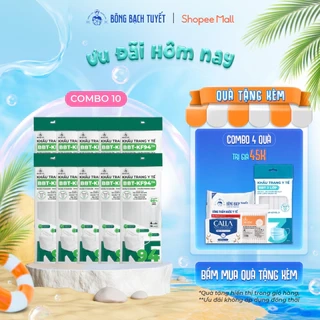 Combo 10 Gói Khẩu trang Bông Bạch Tuyết KF94 4 lớp trắng (10 cái/gói)