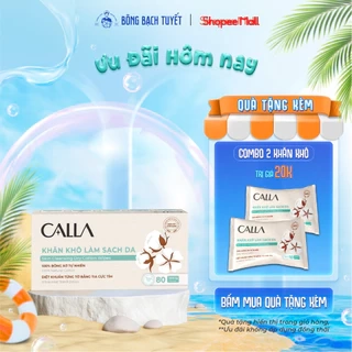 Khăn khô Bông Bạch Tuyết làm sạch da Calla đa năng 80 miếng/hộp - bông tẩy trang