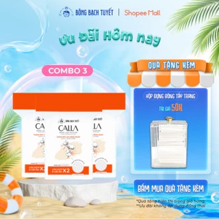 Combo 3 Bông tẩy trang làm sạch da Bông Bạch Tuyết Calla tròn 3D 120 miếng/gói