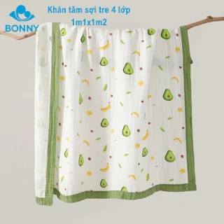 Khăn Tắm, Chăn Đắp Và Quấn Ủ BONNY Sợi Tre 4 Lớp(KT:1m1x1m2)