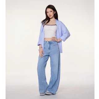 Quần Jeans Nữ BOO Dáng Wide-leg Thêu Logo Essential