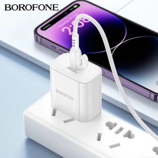 Bộ sạc nhanh Borofone GBA81 PD 20W kèm cáp Type-C dùng cho 8/X/11/12/13/14  sạc nhanh 3A, dây dài 1m, chân dẹt