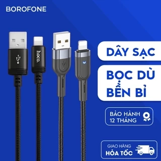 Dây cáp sạc Hoco X89 2.4A 12W  dành cho iphone ipad, cáp H-UPF01-GR bọc dù bên bỉ, dài 1 mét