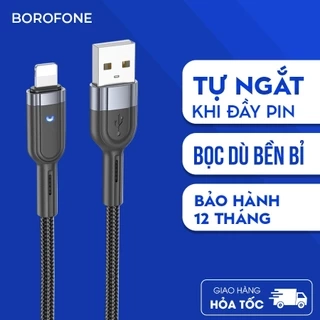 Dây sạc IP Hoco U117 12W có đèn, tự ngắt khi đầy pin, bọc dù bền bỉ, dài 1 mét