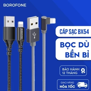 Dây sạc iphone Borofone BX54, Dây cáp sạc bọc dù chống đứt gãy 2.4A dài 1 mét cho iphone/android