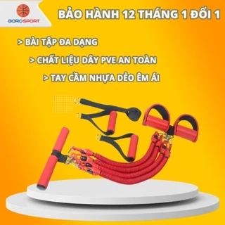 Bộ dây đàn hồi kháng lực 10 món tập bụng , tập ngực tại nhà đa năng Cleacco Boro Sport