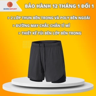 Quần Chạy Bộ Nam Bảo Hành 12 Tháng Quần Thể Thao Nam 2 Lớp Vải Dù Và Polyester Thoáng Khí Cleacco C622 Boro Sport