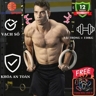 Vòng Treo Tập Gym Cleacco – Gymnastic Rings Có Vạch Đo, Khóa Cài Chắc, Dụng Cụ Tập Thể Lực Tại Nhà ,bảo hành chính hãng