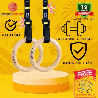 Vòng Treo Xà Bảo Hành 12 Tháng Vòng Tập Gymnastic Rings Dây Có Vạch Đo Khóa Cài Chắc Chắn Cleacco VTX2 Boro Sport