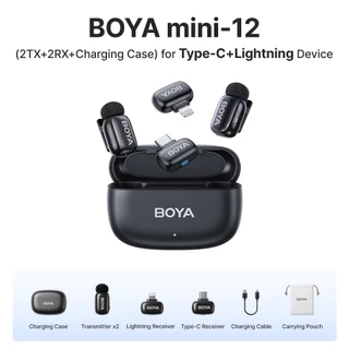 Micro Không Dây Cài Áo Boya Mini Chống Ồn AI Thu Âm LiveStream Có Hộp Sạc