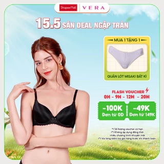 Áo ngực Misaki mút dày cúp trơn phối ren - 7325